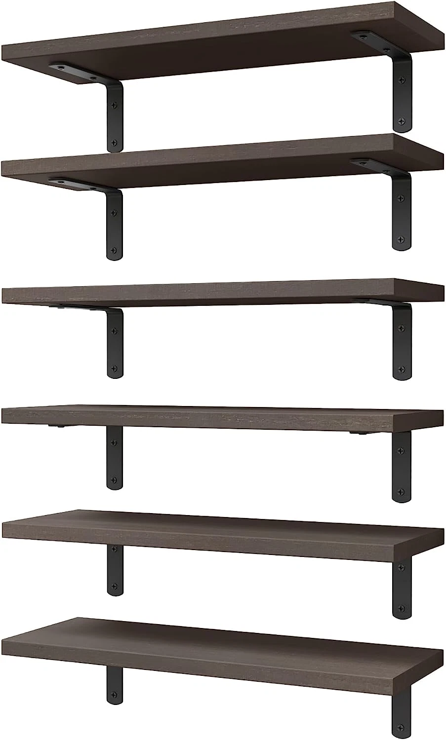 6PCS Wood Floating Shelves, Shelves for Wall Decor, Farmhouse Shelf for Bedroom