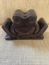 Vintage Mopani Kenya Frog Puzzle Trinket Box Soapstone Desk Decor 