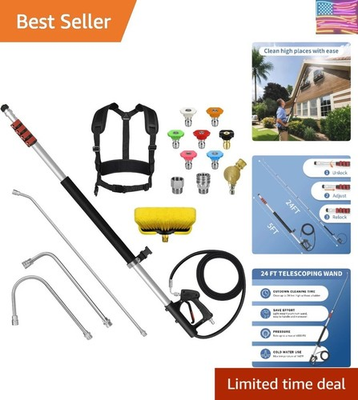 #ad #ad 24FT Telescoping Pressure Washer Wand Kit 2 Extension Poles Gutter Cleaner... $210.20