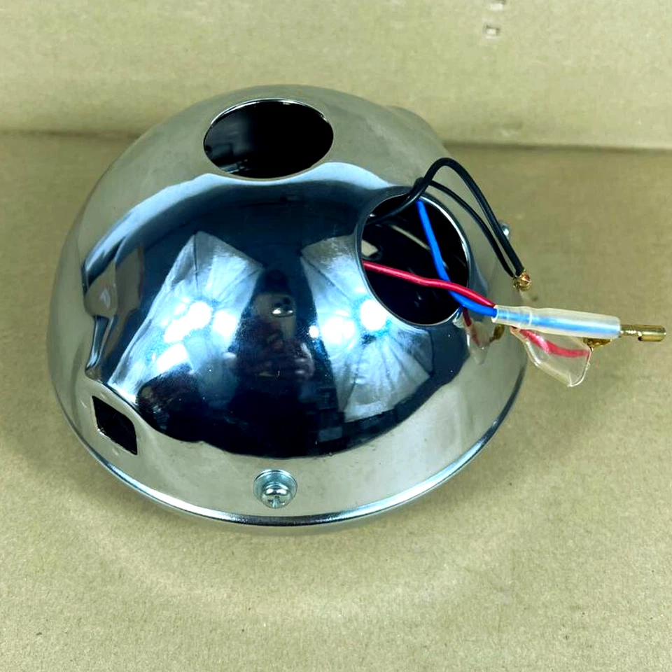 Suzuki TS50 TS75 TS100 TS125 TS185 TS250 Headlight + Steel Metal Bucket Chrome — 第 4/4 张图片