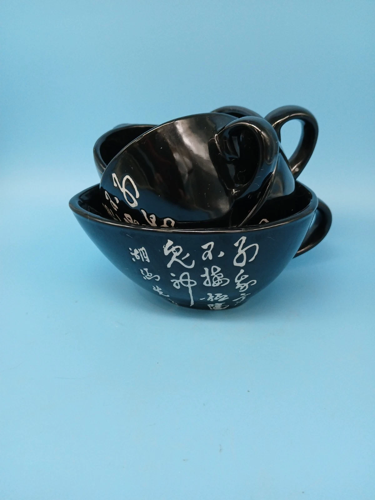 Ceramic Measuring Cups Chinese Calligraphy Kitchen Tools S3