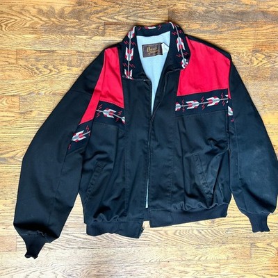 David James Red and Black Aztec Jacket Coat Size XL