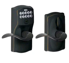 Schlage FE595VCAM716ACC Keypad Camelot Lever Entry Door Aged Bronze