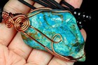 90Ct Arizona Turquoise Rough Specimen Wire Wrapped Pendant RYSLD328 — photo 3