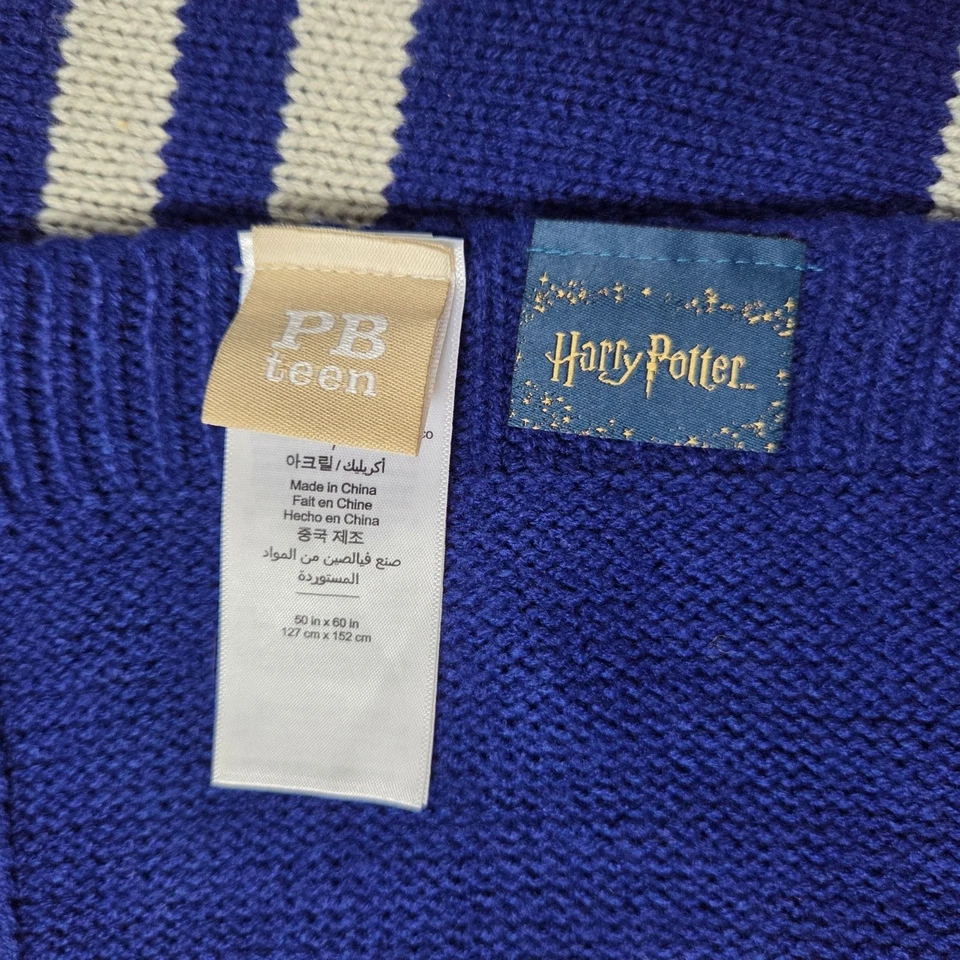 Manta Pottery Barn Teen Harry Potter Ravenclaw azul a rayas 50x60 Foto 3 de 4