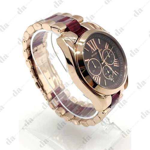 Michael Kors MK6270  Bradshaw Rose Gold Red Chronograph Women's Watch 43mm Case