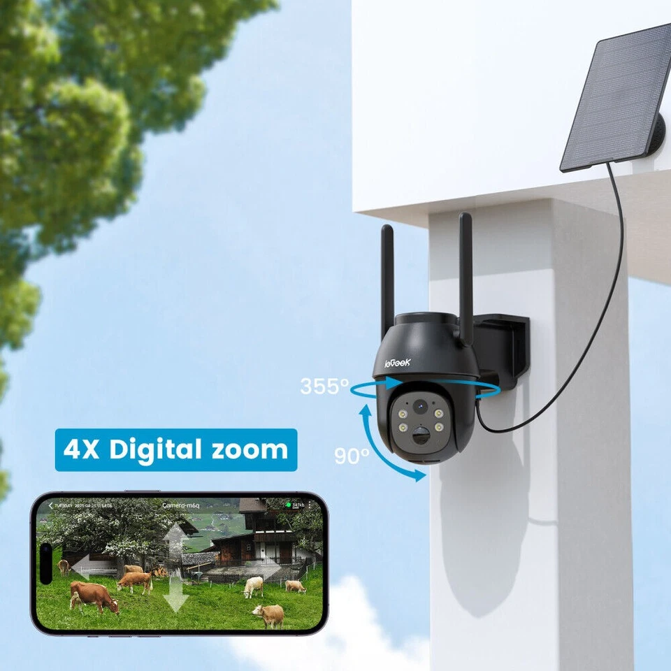 4G LTE Überwachungskamera Aussen Solar mit SIM Karte 3MP PTZ Kabellos Nachtsicht - Bild 4 von 4