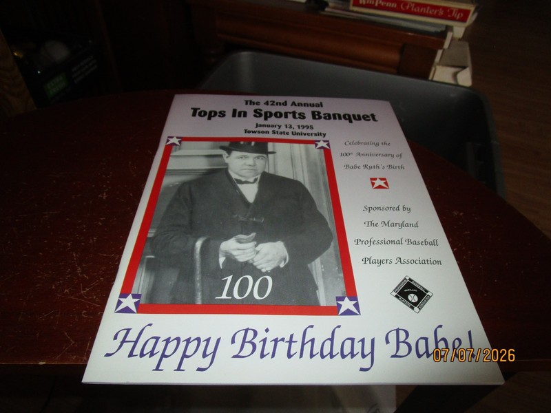 1995 Tops in Sports Baseball Banquet Program Babe Ruth 100th Birthday Cal Ripken