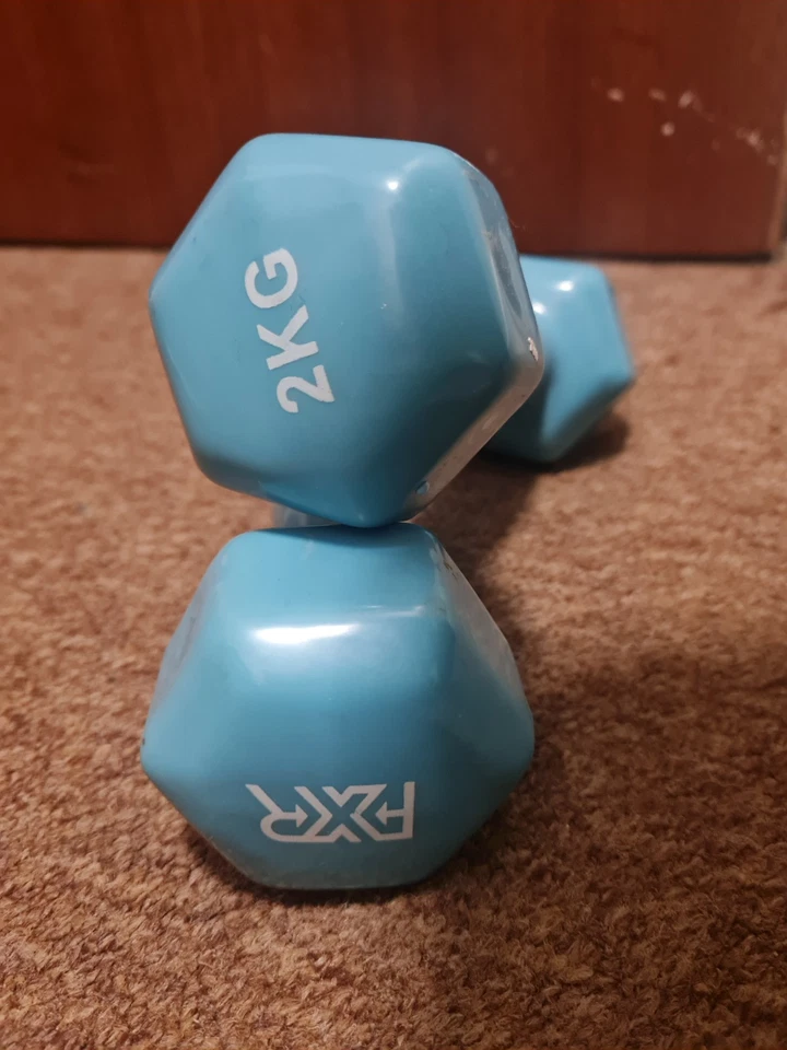 Neo Neoprene Dumbbells 2Kg Weights Home Fitness Exercise Solid Iron Pair - Blue, photo 2 of 2