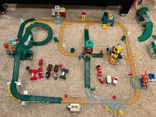 VIDEO Fisher Price GeoTrax Remote Control HUGE Train Set Fire Truck Entire City!