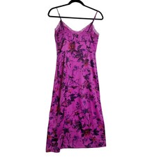 Urban Outfitters Pink Floral Lace Trim Midi Slip Dress Magenta Size M