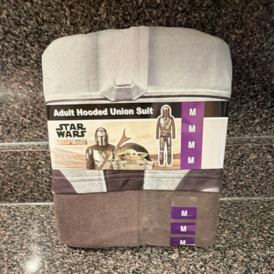 Star Wars Mandalorian Grogu Hooded Fleece One-Piece Union Suit Brown M