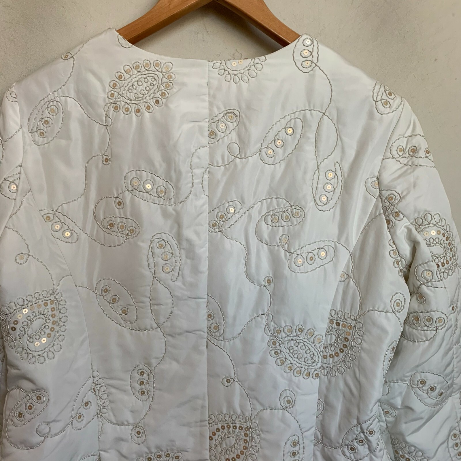 Ruby Rd. Womens Puff Jacket Beige Embroidered Seq… - image 5