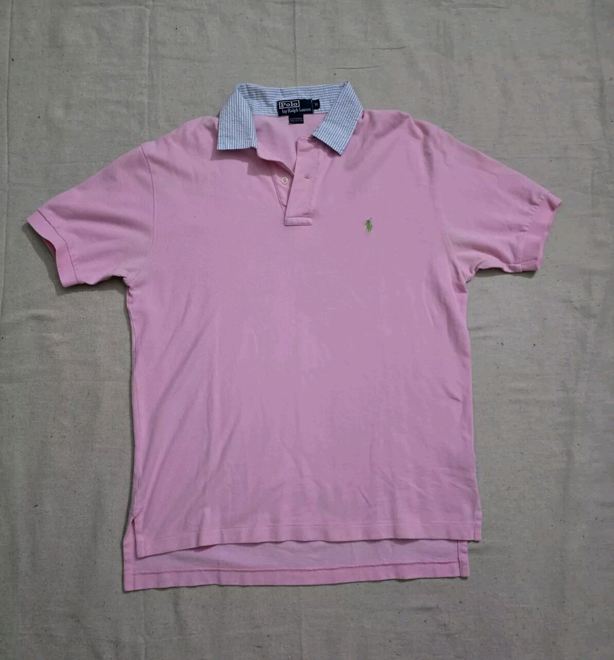Polo vintage Ralph Lauren polo uomo M rosa verde pony piqué