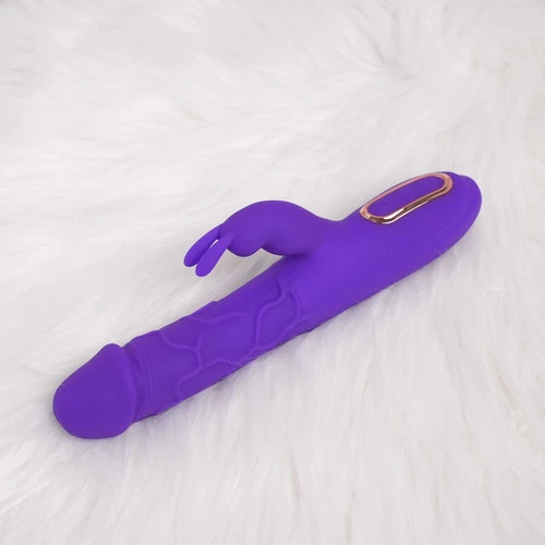 Silicone Rechargeable Warming Thrusting Rabbit Vibrator Dildo Sex-toys for Women