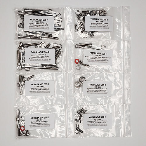 Visserie moteur Yamaha WR200R contre la rouille kit vis Allen inox complet