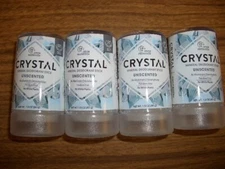 4-Crystal Mineral Deodorant Stick Unscented No Alumimum Chlorohydrate 1.5 oz ea