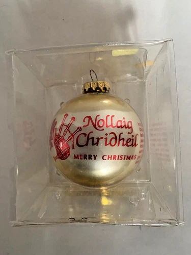 VTG Bronners Christmas Customs of SCOTLAND Glass Ball Ornament NOLLAIG CHRIDHEIL
