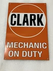 12” Clark Gasoline Mechanic On Duty Heavy Metal Vintage Style Steel Sign
