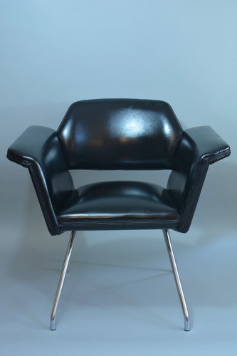 FAUTEUIL STEINER MOTTE GUARICHE A.R.P Prisme NOIR Design Indus 1950 Vintage - Photo 1/12