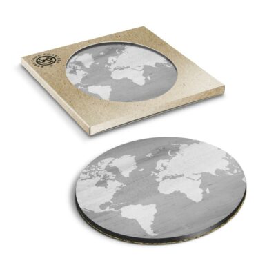 Round Map Coaster 1 x Boxed Round Coasters - BW - Wooden Earth Map Global Travel #36860 ...