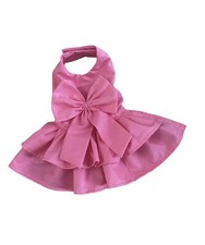 Handmade Pink Dog Dress With A Detachable Bow small 