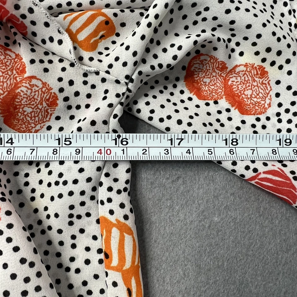 ZARA Camicia Basic Donna Taglia S - Blusa Bianca a Pois con Volant - Manica Corta - Immagine 3 di 4