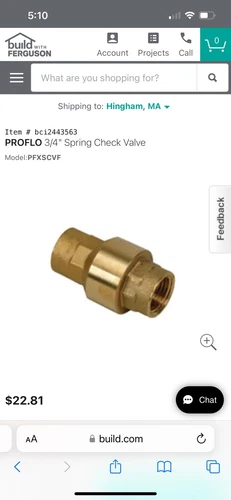 ProFlo Low Lead Spring Check Valve 3/4" PFXSCVF - Picture 1 of 2