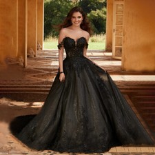 Sweetheart Tulle Wedding Dresses Sequins Applique Lace Off Shoulder Bridal Gowns