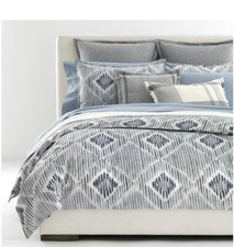 RALPH LAUREN AUSTIN DIAMOND STRIPE PAINTERLY BLUE GREY KING DUVET COVER SHAM SET