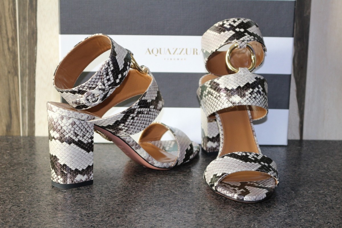 NIB AQUAZZURA NATURAL EXOTIC LEATHER SAFARI SEXY STRAP