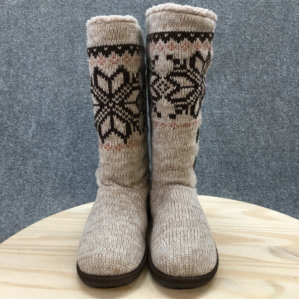 Mukluks Sweater Boots Womens 11 Calf High Winter Casual Brown Knitted Fabric - Image 4 of 4
