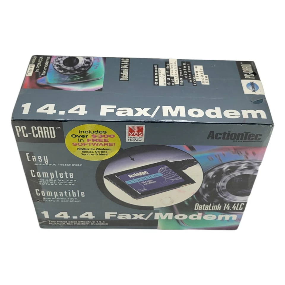 1995 ActionTec 14.4 Kbps PCMCIA Fax Modem Dial-Up Internet Access - Sealed Box - Image 2 of 4