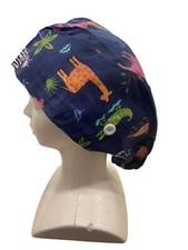 Scrub Cap Hat Womens Blue Animal Surgical Cap, Nurses, Medical