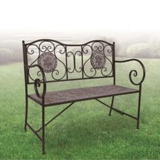 Mosaik Bank Gartenbank Parkbank Sitzbank Keramik Gartenmöbel Eisenbank