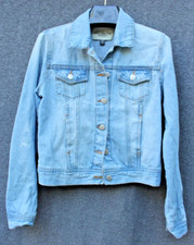 Ashley Vintage Charm Blue Jean Jacket Women's Size S Light Wash Distressed Denim