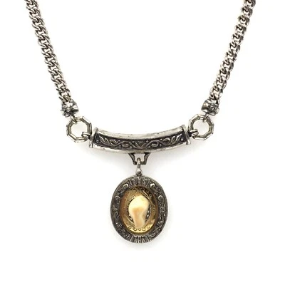 antiker Grandel 835 Silber Jagd Trachten Halskette vergoldet Damen Collier 55cm - Bild 1 von 4