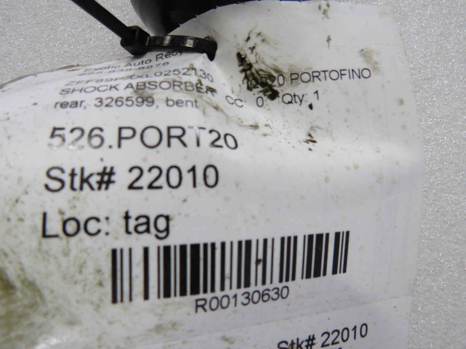 Ferrari Portofino, Rear Shock Absorber, Bent, Used, P/N 326599