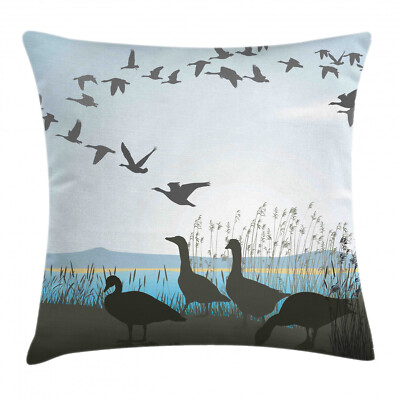 Kissenbezug Dekokissen für Sofa Gans Birdies Migrating durch den Teich