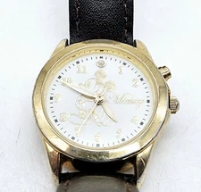 Disney Mickey Mouse Musical Watch Gold Tone With Inset Diamond