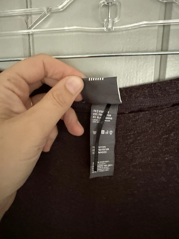 Lilith Pants M/L Stretch Knit Button Hem Pull-On Chocolate Brown Metallic - Image 4 of 4