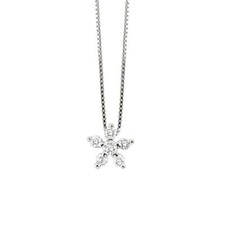 collana oro bianco 18 kt 750 artlinea diamanti brillanti punto luce fiore stella