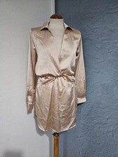 Pretty Little Thing Long-sleeved Shiny V Neck Dress New Size 8