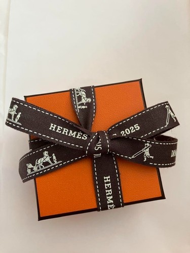 Hermès New Scarf Ring Carré 90 H Perle Silver Blue Stylish Accessory Used - Picture 4 of 5