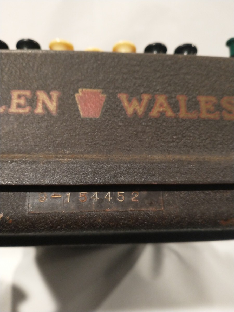 Antique Allen Wales 9-154452 Desk Model Adding Machine Untested