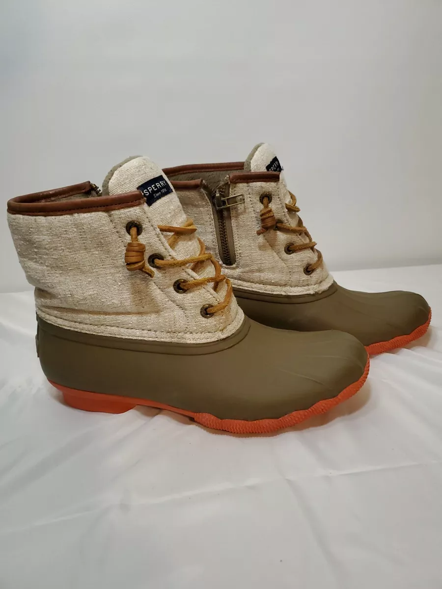 Sperry Womens Size 6 Waterproof Duck Boots Saltwater Heavy Canvas