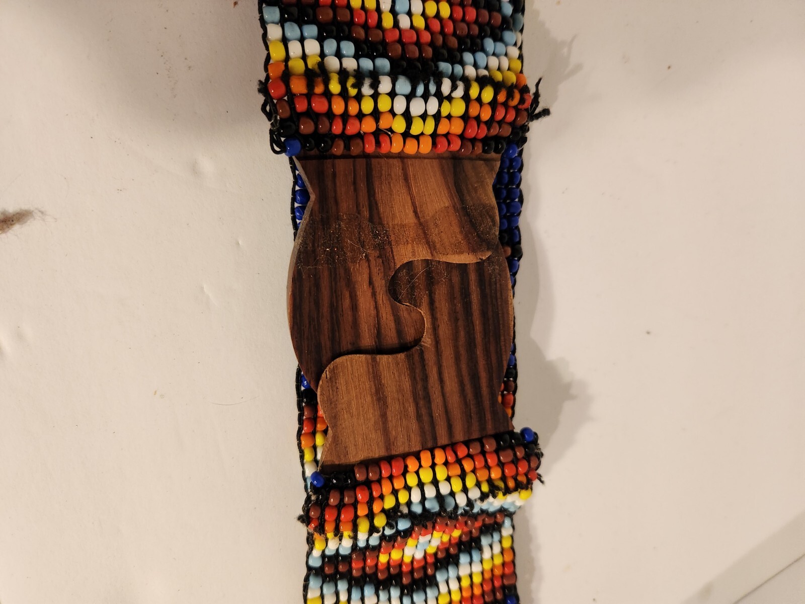 Beaded Stretch Belt With Interlocking Wooden Clas… - image 2