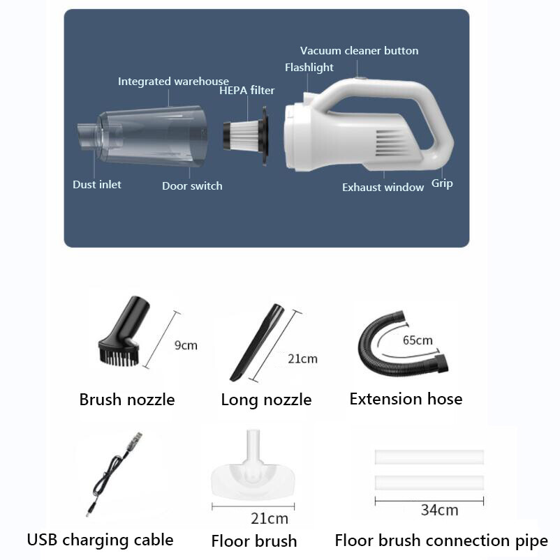 2 IN 1 Cordless Vacuum Cleaner Pet Hair Handheld Stick Vacuum Strong