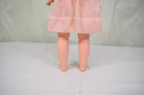 Vintage Unmarked Baby Girl Doll 24" MCM Dress, Sleepy Eye Ratchet Arm - Picture 9 of 19