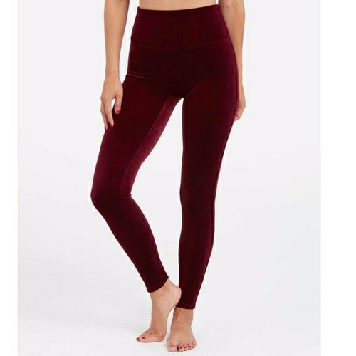 Spanx Red/Burgundy Velvet Leggings Size 